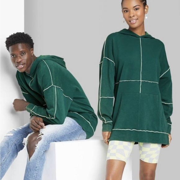wild fable Tops - Distressed unisex Wild Fable - Oversized Seamed Hooded Sweatshirt M sustainable